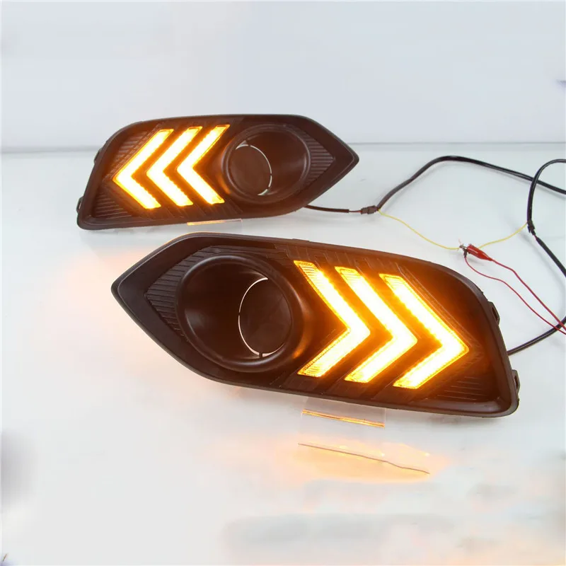 

1Set LED For Honda HRV HR-V Vezel EU 2018 2019 DRL Daytime Running Lights Fog Lamp Cover With Turn Yellow Signal