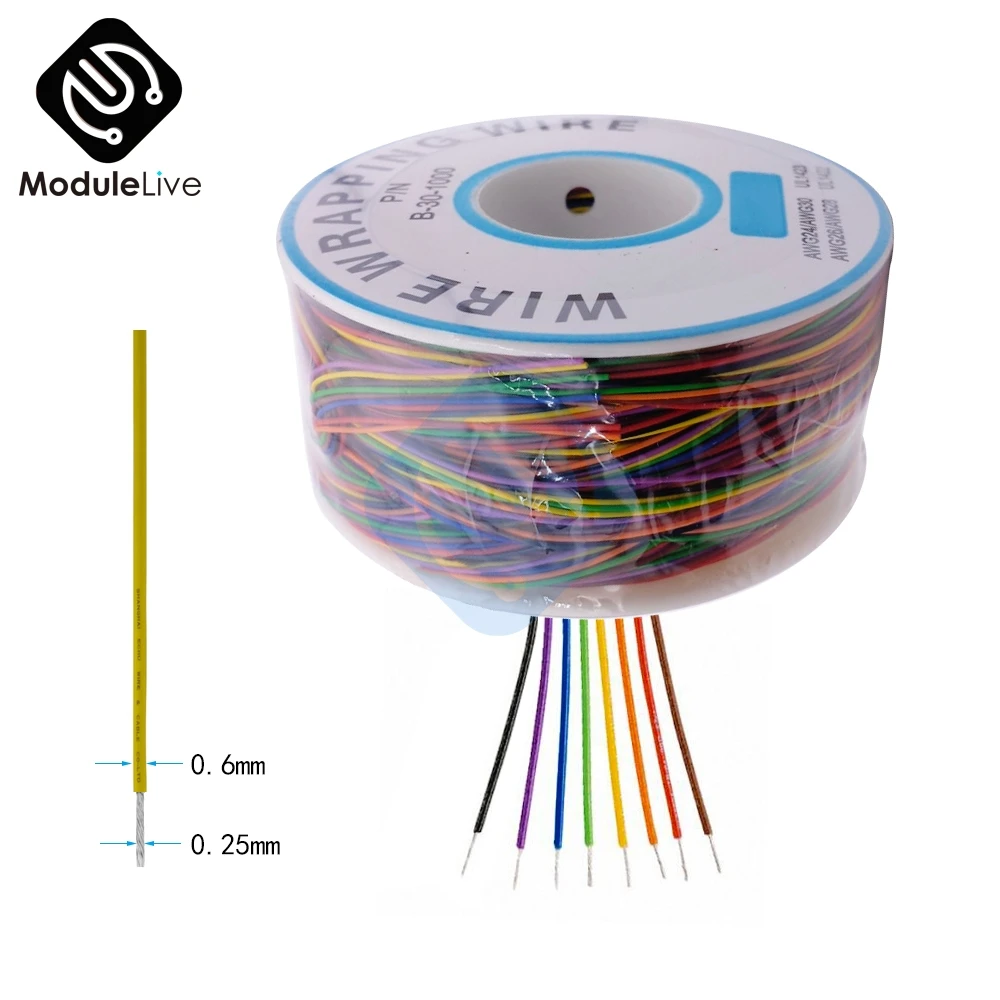 

Wrapping Wire Cable 280M 30 AWG B-30-1000 AWG30 Cable Breadboard Jumper Colored Insulation Insulate 8 color