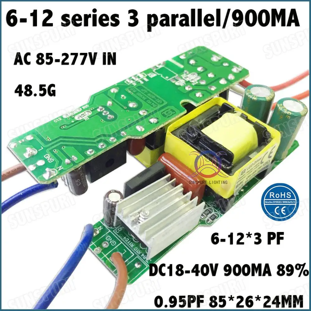 Высокий PFC 10 80 Вт COB AC85 277V светодиодный драйвер 600 2400mA DC5 40V постоянный ток внутри