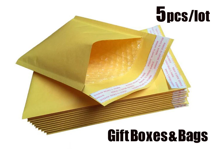 

5 pcs 20x25/11x15cm Bubble Mailers Padded Envelopes Large Size Kraft Paper Air Bubble Envelope Gift Packaging Bag Yellow Color