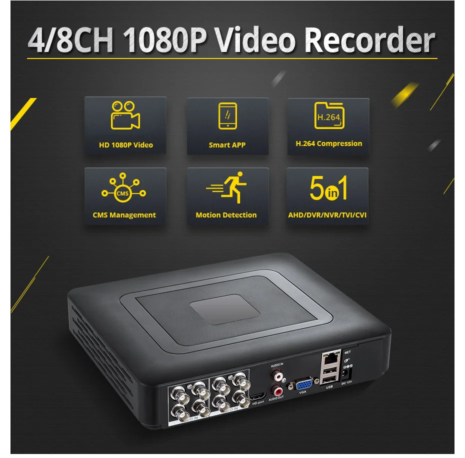 Система камеры безопасности 4CH 8CH DVR 1080N AHD домашняя система наблюдения для 1080N CCTV DVR комплект камеры безопасности VGA HDMI H.264