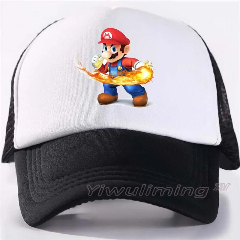 

New Summer Trucker Caps mario bros Cool Summer Black Adult Cool Baseball Mesh Net Trucker Caps Hat for Men Adjustable