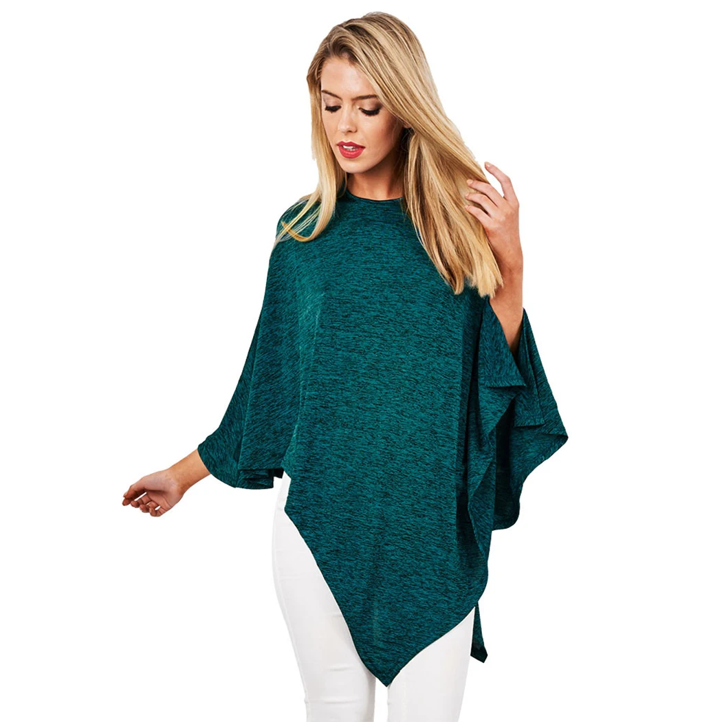 

Fashion Blouse Shirts Women Irregular Green Long Batwing Sleeve Summer Autumn Tops Loose Cotton Blouses Sexy Streetwear blusas