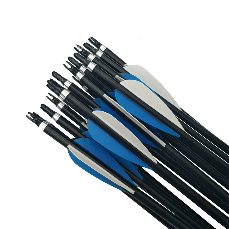 12pcs 31.5inch Archery Aluminium Arrow Spine 300 With Arrow Quiver ID7.6mm OD8mm Compound Recurve Bow Shooting Accessories