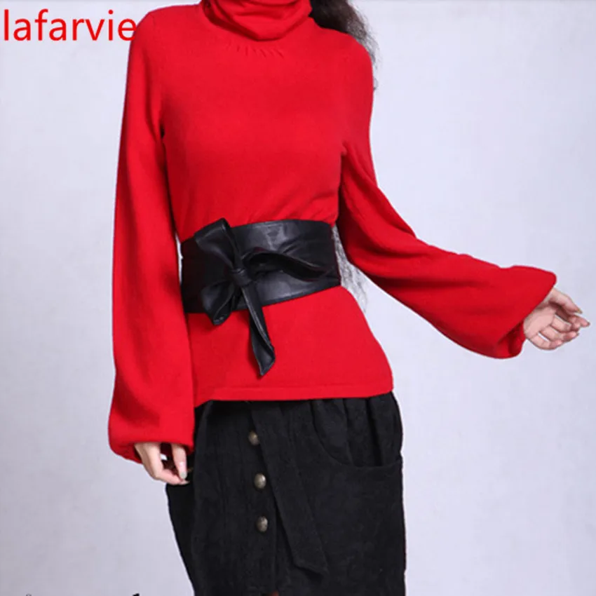 Lafarvie Off Sale Fashion Cashmere Blended Full Sleeve Scarf Collar Knitted Winter&Autumn Sweater Women Pullover 6Colors S-XXL