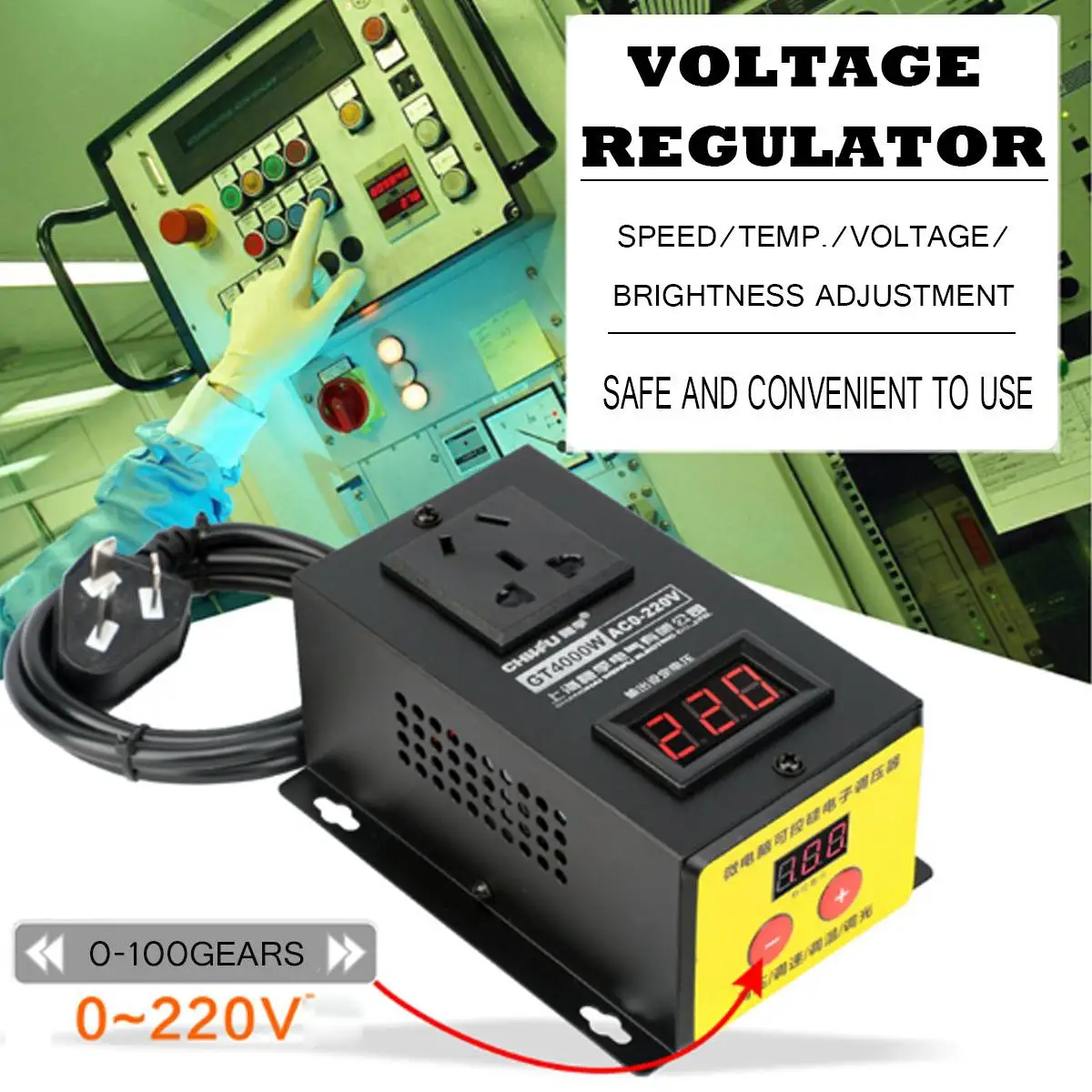

AC 220V 4000W SCR Electronic Voltage Regulator Temperature Motor FAN Speed Controller Dimmer Electric tool Adjustable