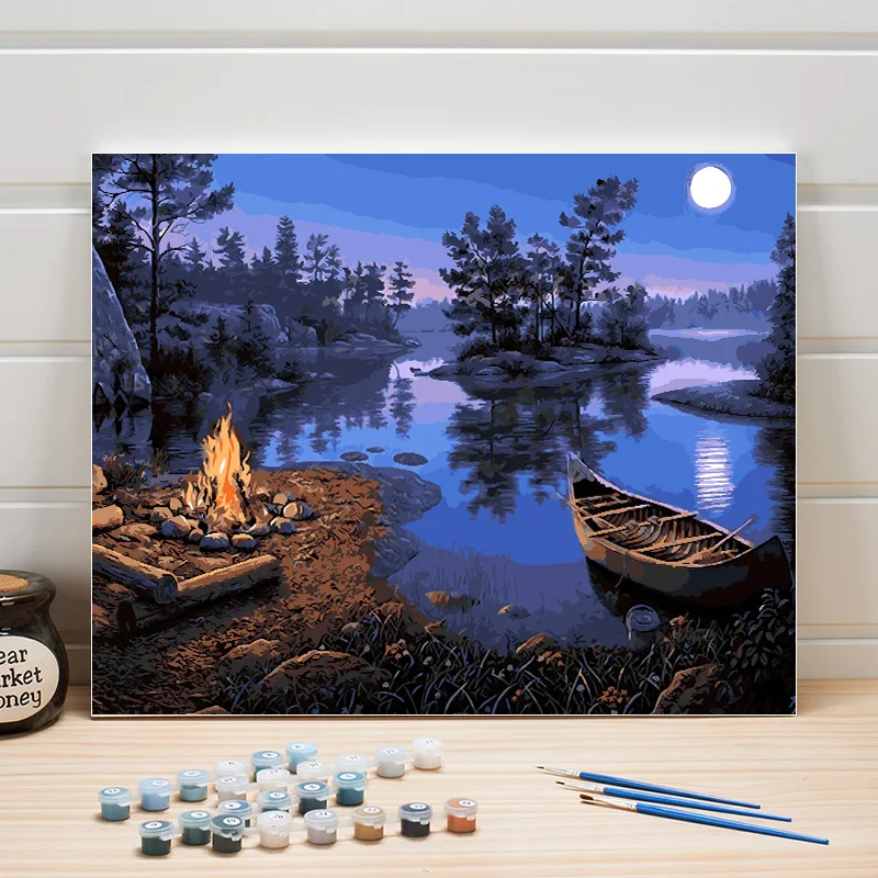

DIY Paint By Number On Canvas Landscape Acrylic Digital Module Coloring Wall Picture For Living Room Bedroom Creative Art Crafts
