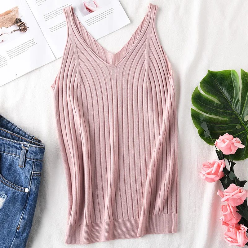 

Summer casual sleeveless ice silk knit camisole