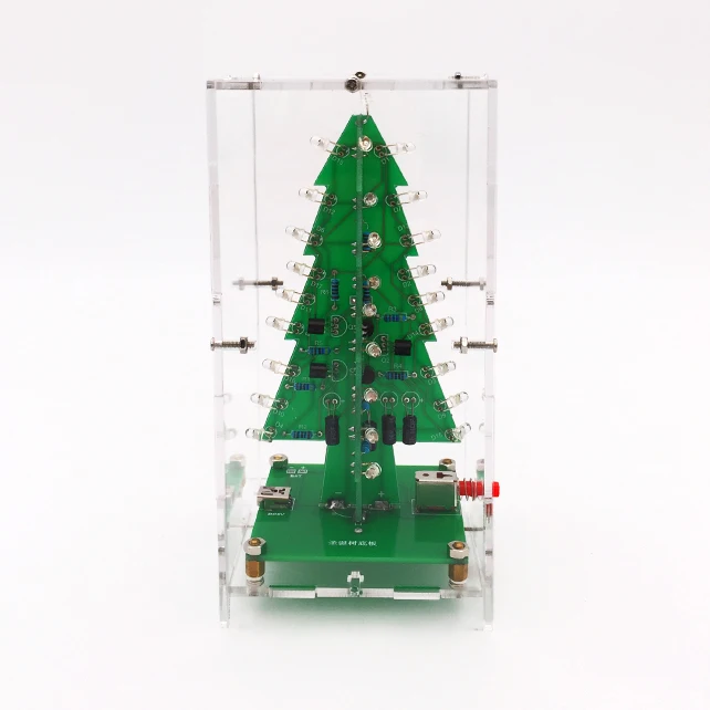 

DIY 3D Xmas Tree Electronic Soldering Assemble Kit 7 Color Flashing LED Science School Project Creative Season Gift