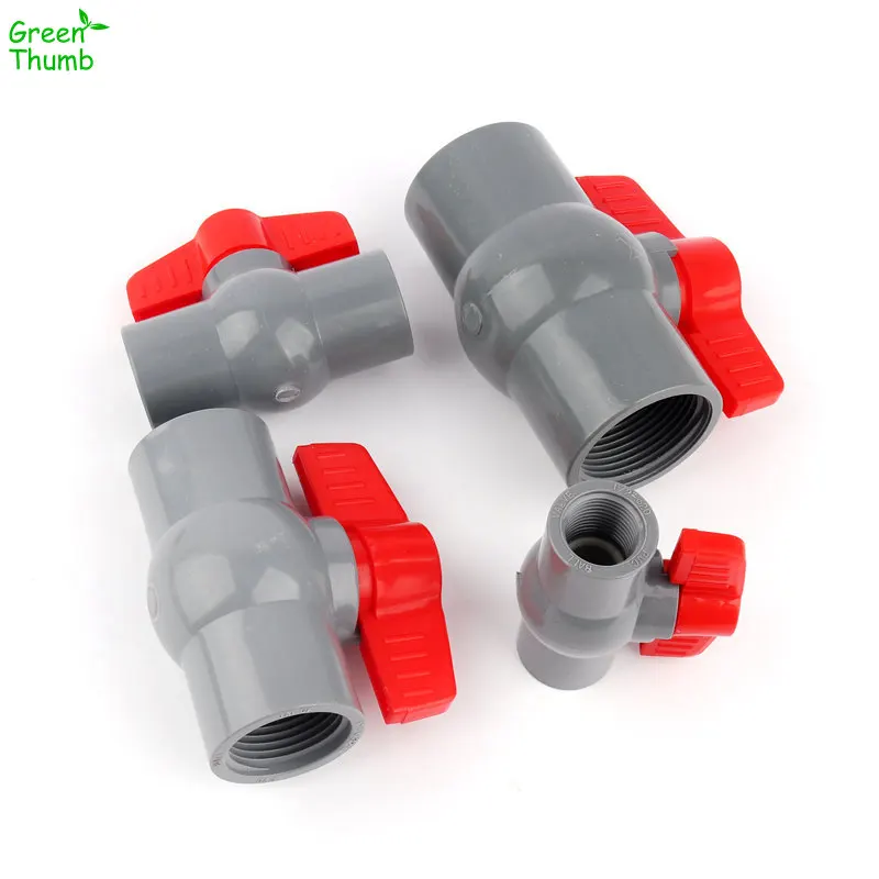 

8pcs Grey PVC Pipe Socket Inner Dia 20/25/32/40mm Ball Valve With 90 Degree Rotation Red Handle Agricultural Easy Control Water
