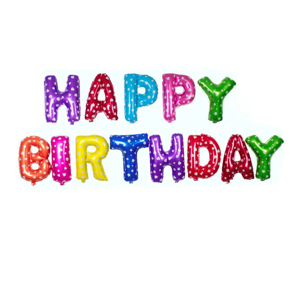 13psclot 16 inch happy birthday letters foil balloons gold silver blue