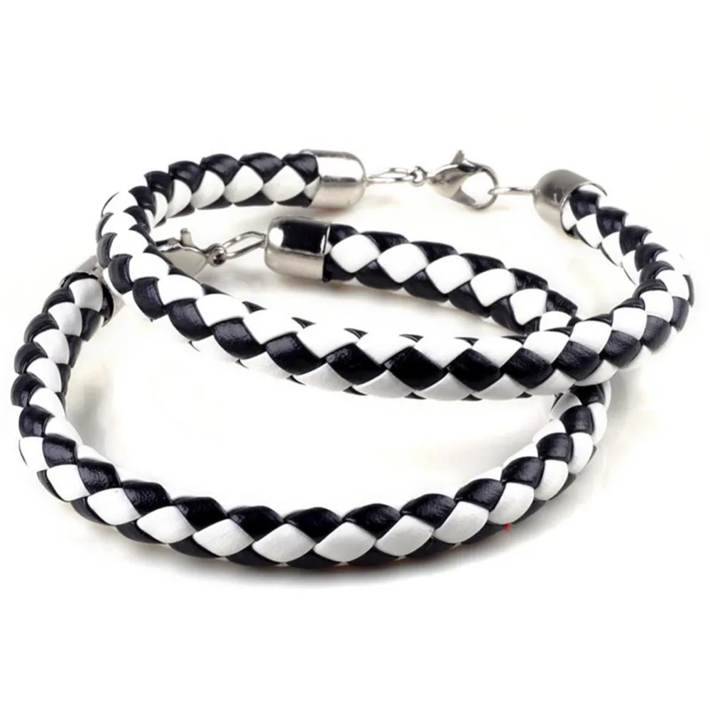 1 Pc Unisex Faux Leather Bracelet Alloy Hook Braided Friendship