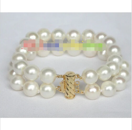 

8" 11mm round white Freshwater pearls bracelet 14K/20 gold clasp j8541@^Noble style Natural Fine jewe SHIPPING 6.2 6.02