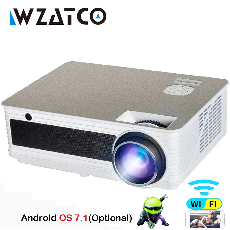 WZATCO M5 дома Театр HD светодио дный проектор Поддержка 1080 p 5500 люмен Android 7,1 дополнительно Wi-Fi Bluetooth видео игры Proyector