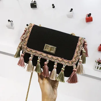 

Women Bag Vintage Weaving Tassel Shoulder Messenger Crossbody Beach taschen women bolsa masculina sac femme woman bag 2019