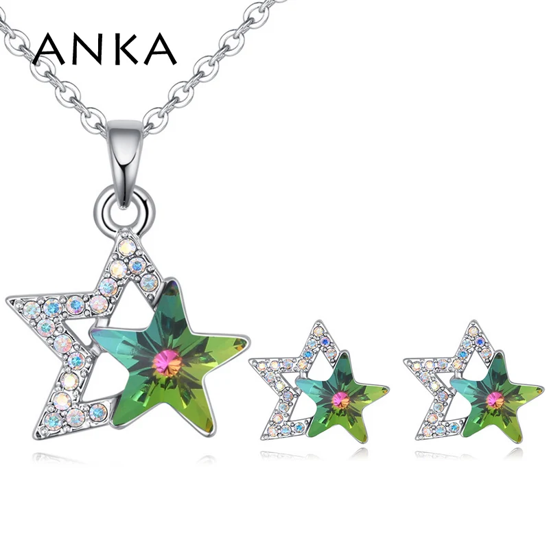

ANKA brand double star shape crystal necklace earring sets for women fashion weddings jewelry sets Crystals from Austria #26473