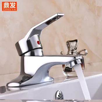 

Bathroom Faucet, Hot and Cold Basin Double Hole, Bath Basin Sink Faucet Three-hole Wash Basin Sink Faucet Brass and Alloy
