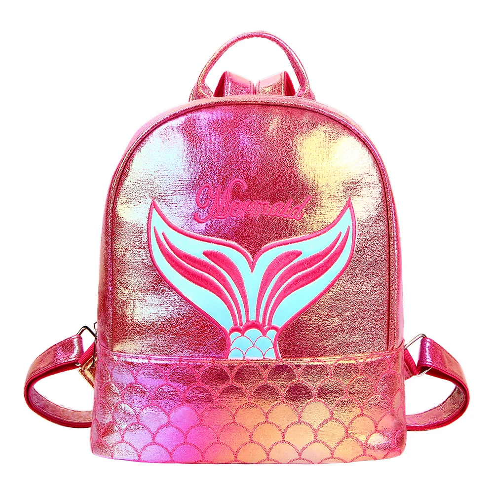 Рюкзак с рисунком рыбы для девочек из искусственной кожи, голографическая сумка на плечо, женские лазерные рюкзаки, маленькая школьная сумка, рюкзаки для девочек