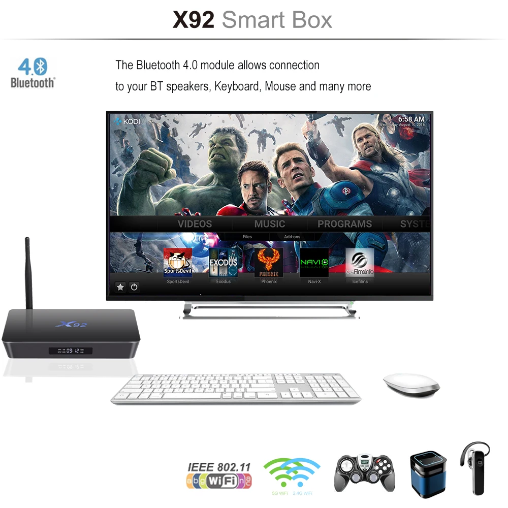 Мини-X92 Android 7.1.2 Smart tv Box 2 ГБ/16 ГБ 3 Гб/32 ГБ X92 5G Wifi 4K Smart телеприставка BT 3D HD медиаплеер