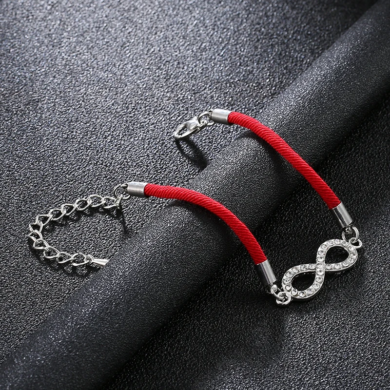 Bracelet Jewelry Alphanumeric 8 Chakra Infinite Weaving Female Bracelet Red Rope Line Thread Pink Bracelet