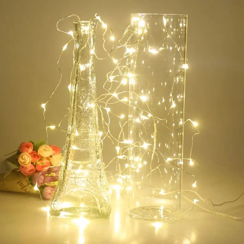 Warm White 10M/20M/30M/50M LED Silver / Copper Wire LED String Light Starry Christmas Fairy Lights with DC 12V Power Adapter