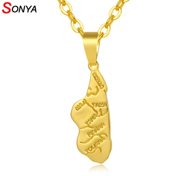 

SONYA Madagascar Map Necklace Pendant For Women/Men Gold Color Jewelry Africa Malagasy Maps Jewelry Bijoux Femme