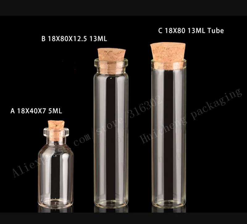 500pcs X 5ML 15ML Glass Bottle With Cork 13cc Corked Glass Bottles Cork