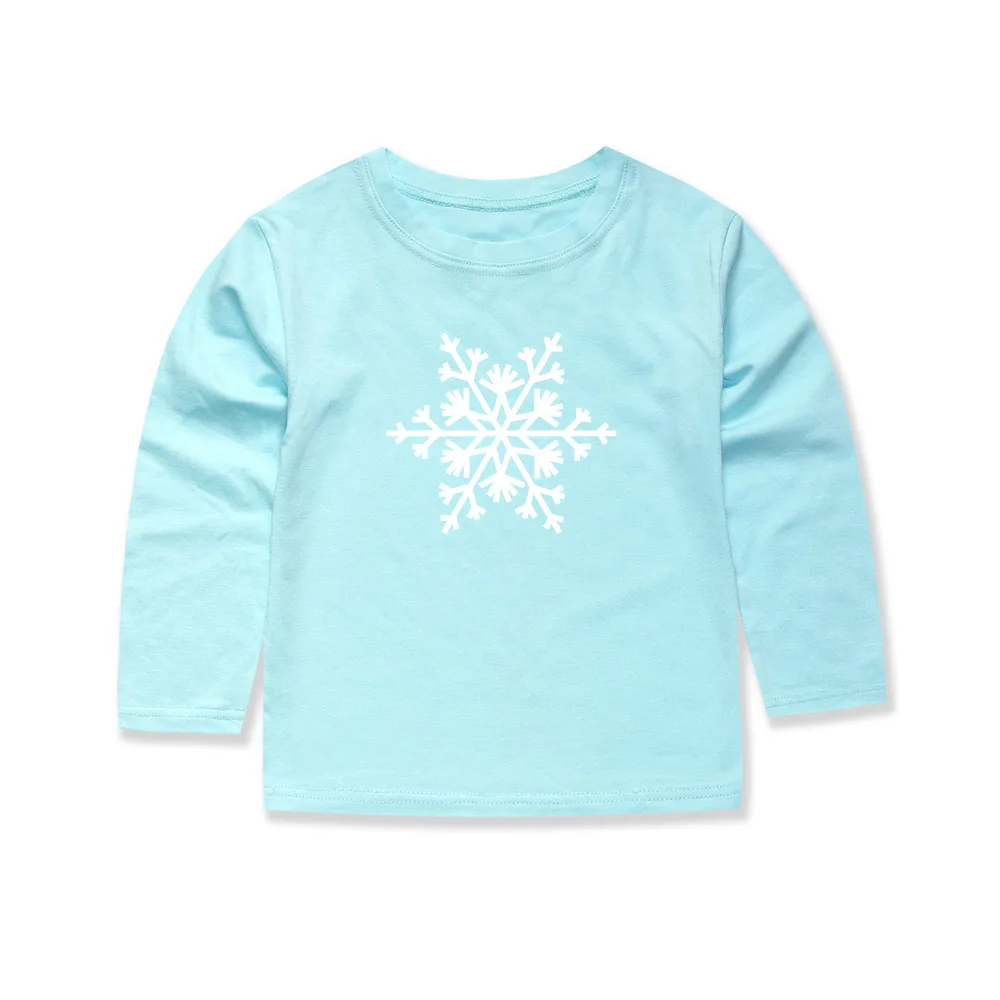 Little Bitty/ футболки для мальчиков, футболки для маленьких мальчиков со снежинками, детская одежда для девочек, футболки с длинными рукавами с изображением снежинок, топы для детей - Цвет: L-TTH6