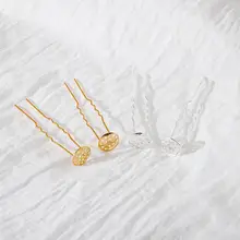 Новинка 1,3x6 см, ручная работа, материал, u-образные ювелирные аксессуары, головной убор, железная волна, зажим, сетка, Маленькая Шпилька для волос