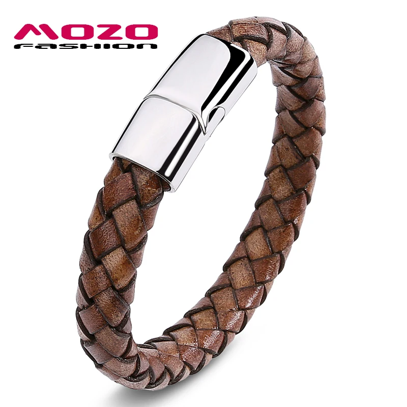 Prix pour MOZO MODE Cool Hommes Bijoux Vintage Bracelet Fait Main Tressé En Cuir Bracelet En Acier Inoxydable Magnétique Fermoirs Bracelet PS3001 Prix pour MOZO MODE Cool Hommes Bijoux Vintage Bracelet Fait Main Tressé En Cuir Bracelet En Acier Inoxydable Magnétique Fermoirs Bracelet PS3001