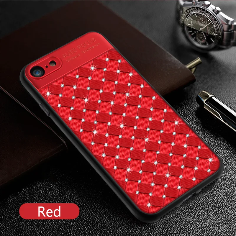 KIP71246R_1_Rhinestone Glitter Case for iPhone 6S 7 8 Plus XS XR XS Max Soft TPU Diamonds Weaving Protection Back Cover