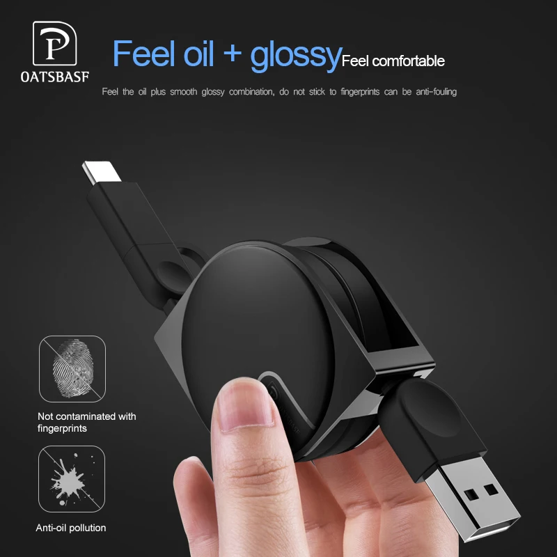 Oatsbasf 100 см 2 в 1 Выдвижной USB кабель для быстрой зарядки 8 Pin для iPhone X 5S 6s 7 8 Plus зарядный кабель с микро USB кабелем