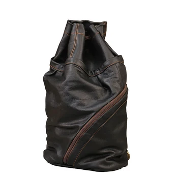 

Men Backpacks Bucket Shoulder Bag 15 Inch Laptop Bag Backpack Personalized Soft Cowhide Rope Strap Large Capacity Unisex