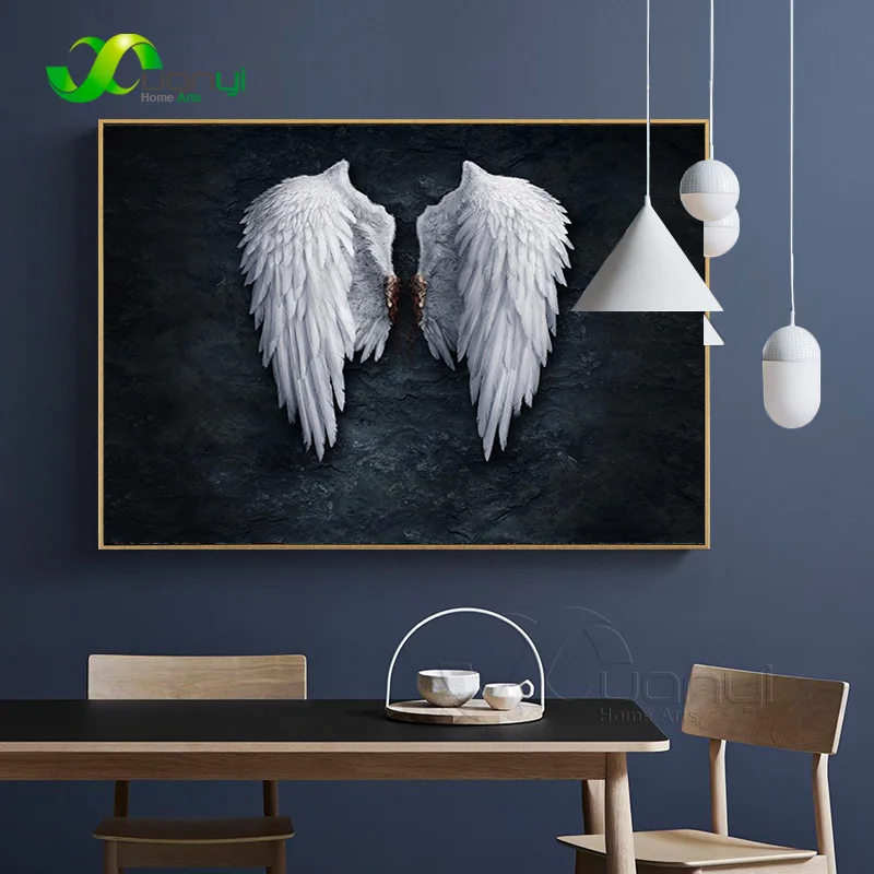 

Anime Angel Wings Wall Art Canvas Prints Angel Feather Ground Wings Creative Paintings On The Wall Picture For Living Room Decor
