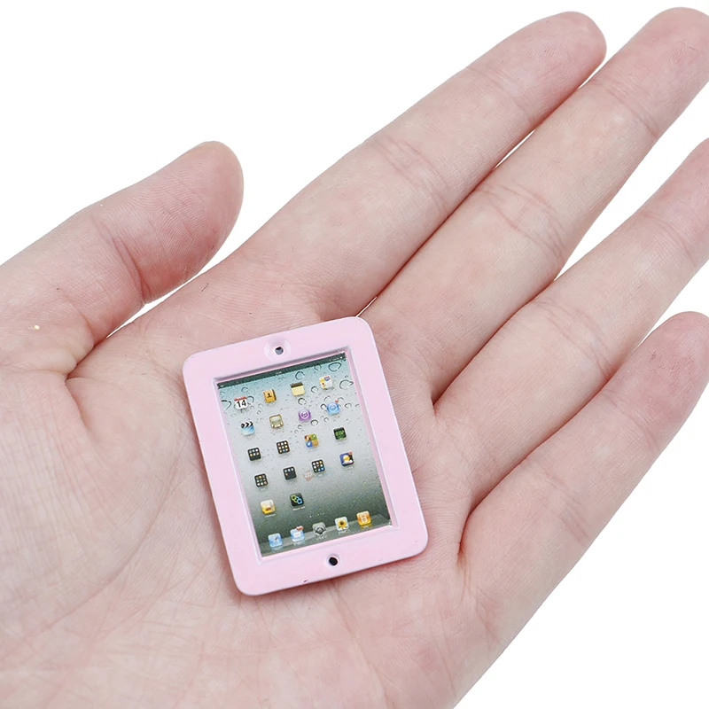 

Pink Metal 1Pc 1:12 Dollhouse Miniature Laptop Computer Metal Tablet Computer Model Toy Doll Room Accessories