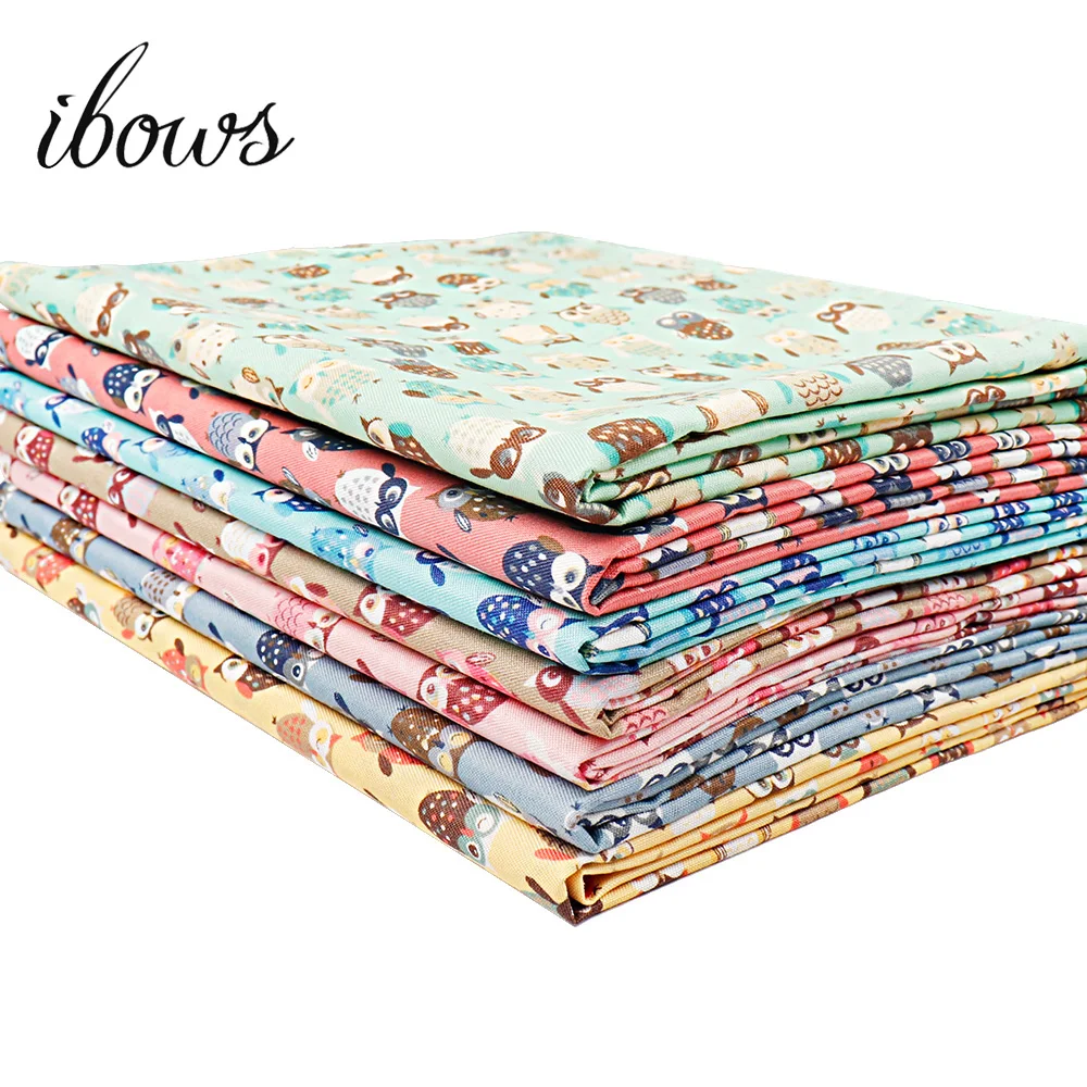 

50*150cm Cotton Fabric Owl Printed Soild Color Cloth Fabric Patchwork Quilting Baby Cribs Cushions Blanket Sewing Material