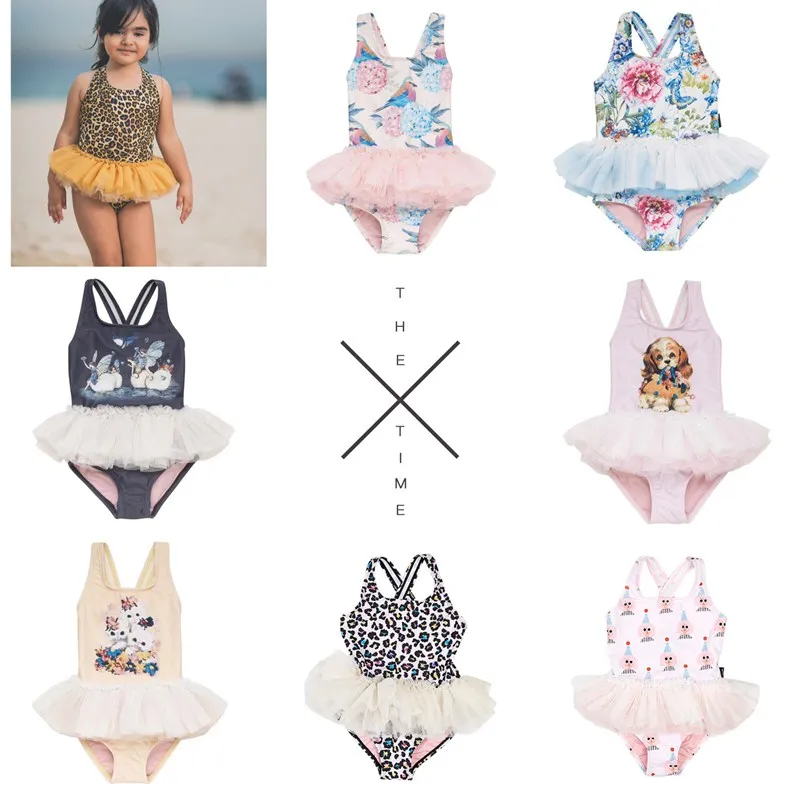 Одежда для купания для маленьких девочек с собаками и кошками; коллекция года; купальник-пачка для девочек; детский слитный купальник для девочек ростом 80-140 см