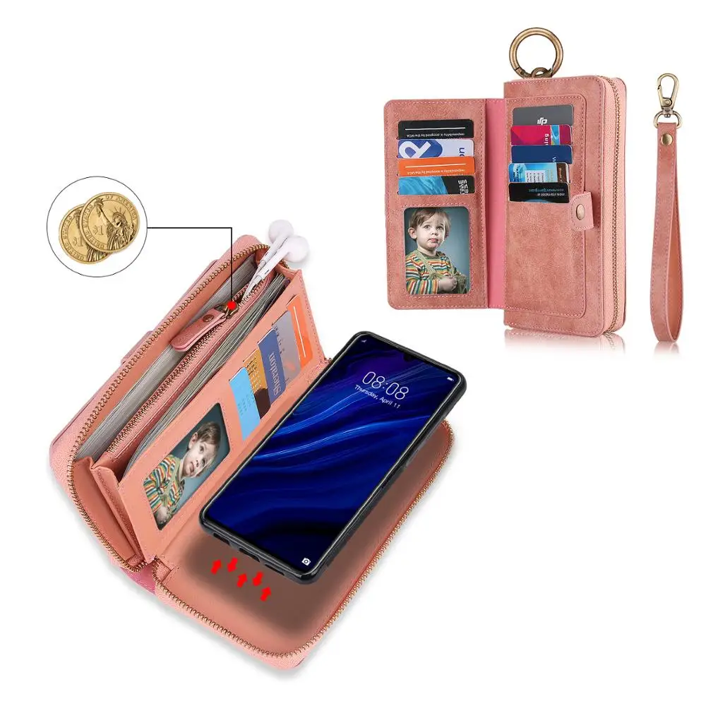 For Huawei P30 Pro P30 Lite Nova 4 Case Multi-functional fashion zipper Wallet Leather Case Flip Stand Cover Mobile Phone Bag