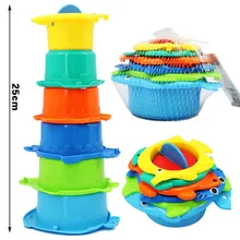 6 шт., детская игрушка, детское штабелирование чашек, забавные игрушки для мальчиков и девочек, детская Радужная башня из колец, укладка, стек, гнездо, детское образование
