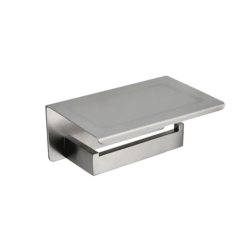 White &Mirror Chrome Polished & Black & Brushed Stainless Steel Toilet Paper Holder Top Place Things Platform 4 Choices