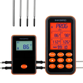 

Inkbird IRF-4S Digital Programmable IPX5 Waterproof Wireless Thermometer with 1000mAh Battery&USB Charging for Smoker Grill BBQ