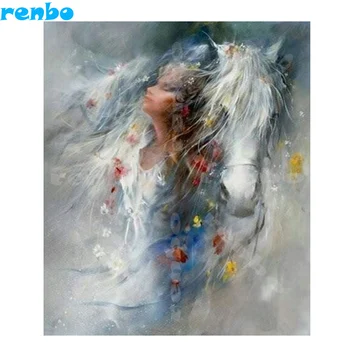 

full square diamond 5D Diy diamond painting girl horse patterns bead embroidery kit cross stitch rhinestone mosaic wall sticker