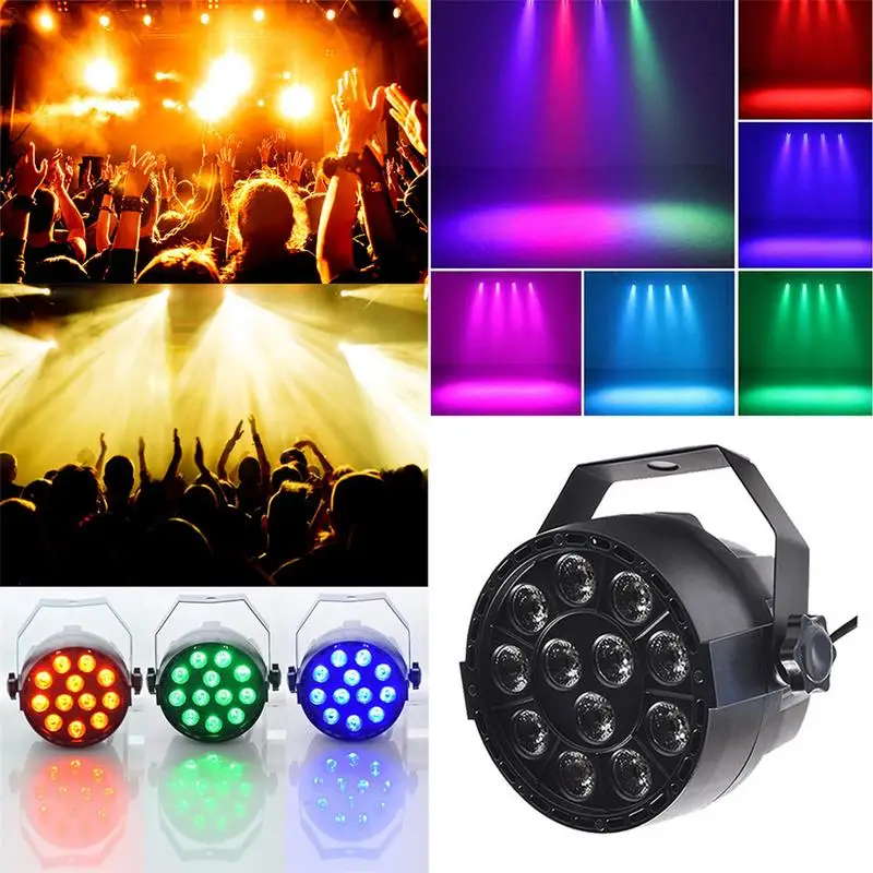 

AU/UK Plug Par Light 12 LED RGB 3IN1 18W Stage Lighting DMX 512 Club Disco Party Ballroom KTV Bar Wedding Projector Spotlight