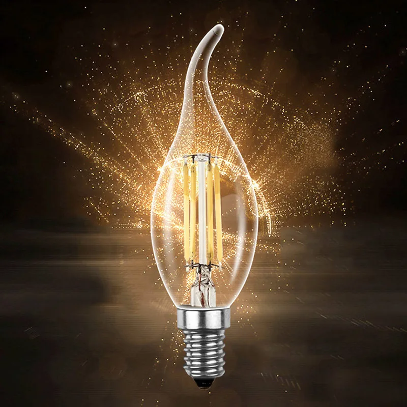

6PCS/Lot E14 4W COB Filament Retro LED Light Candle/Flame Bulb Lamp Chandelier --M25