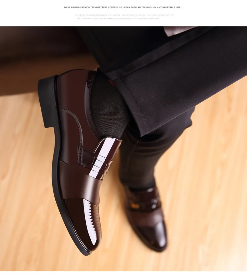 Мужские туфли с острым носком на высоком каблуке 6 см; Туфли-оксфорды; Классические Мужские модельные туфли из лакированной кожи; лоферы; Sepatu; слипоны; Pria