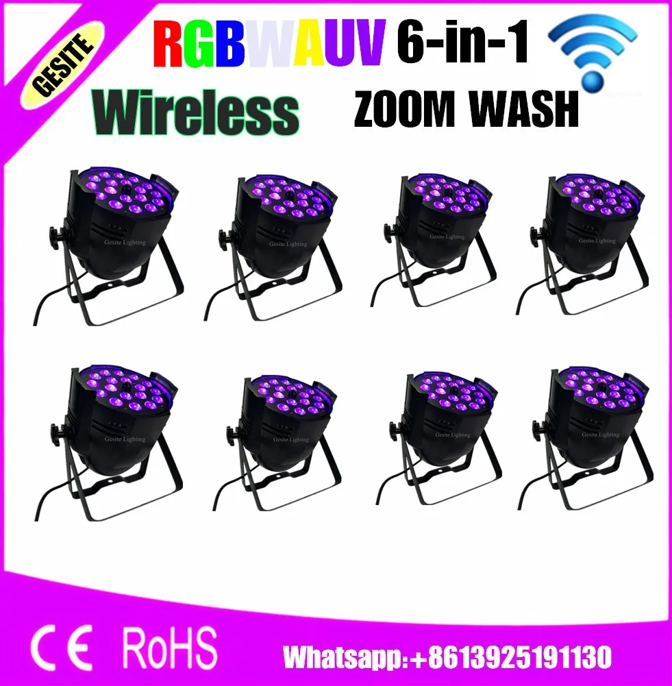8 шт./лот беспроволочное управление пчелиные глаза зум par light 18*18 Вт LED PAR RGBWAUV для