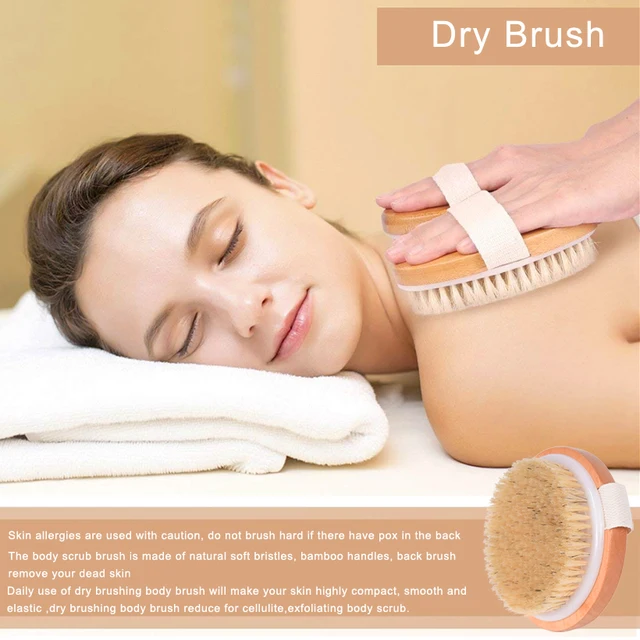 TREESMILE Natural bristles Bath brush Body Maasage No Handle Bath Brush Body Exfoliating SPA Hot Dry Skin Body Wooden Dry Brush 5