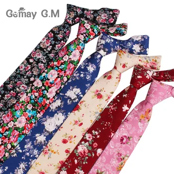 

New Casual Floral Print Ties For Men Narrow Cotton Necktie for Wedding Colorful Mens Neck Ties Business Party Tie Adult Cravat