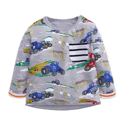 CHAMSGEND/топы для маленьких мальчиков и девочек с мультяшным автомобилем, обычная футболка, одежда, 18DEC5