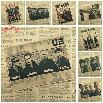 

U2 Rock Band Music Kraft Paper Poster Vintage High quality Printing Drawing core Decorative Painting